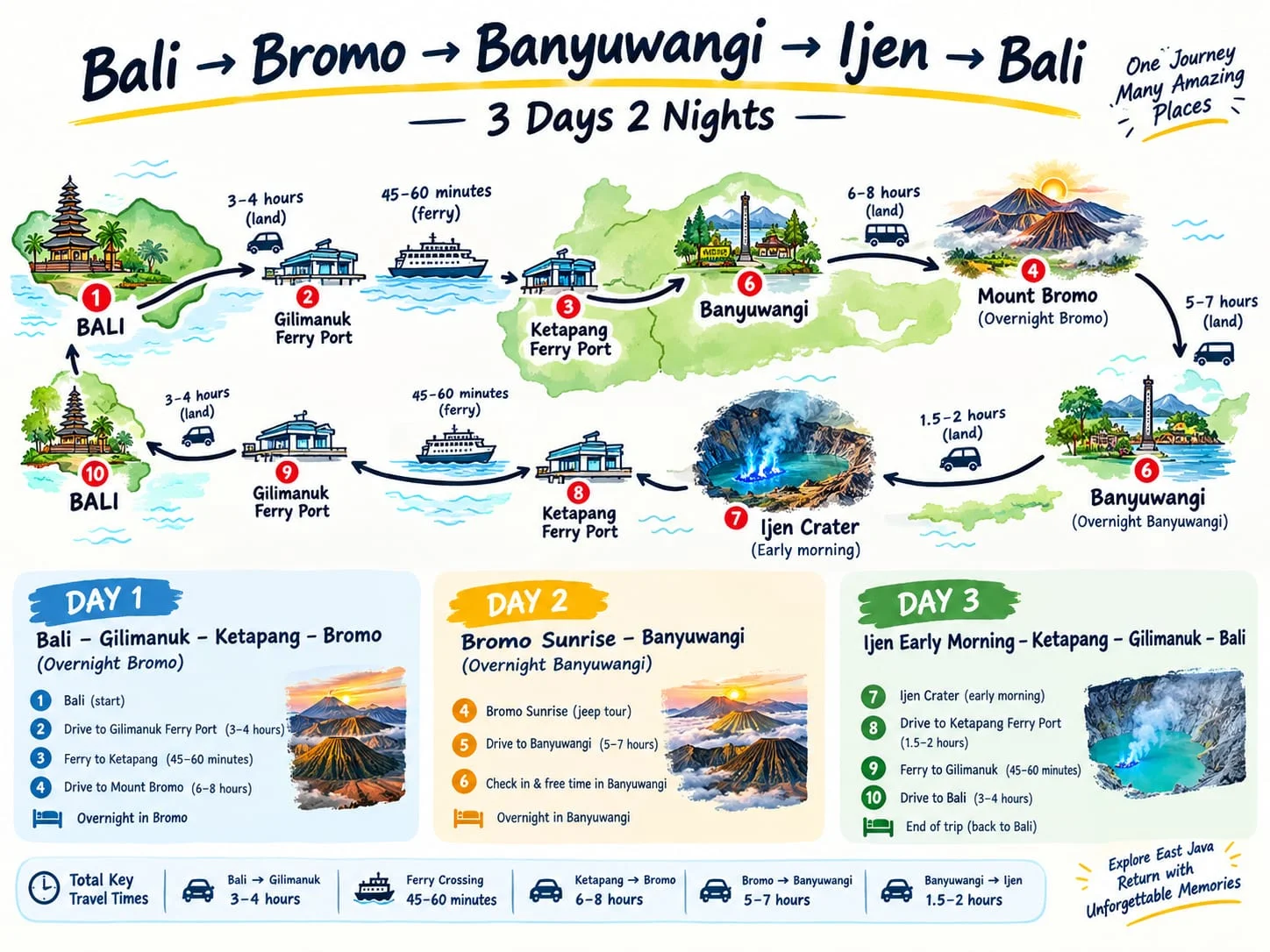 Travel Route Bromo Ijen Tour Itinerary From Bali 3D2N